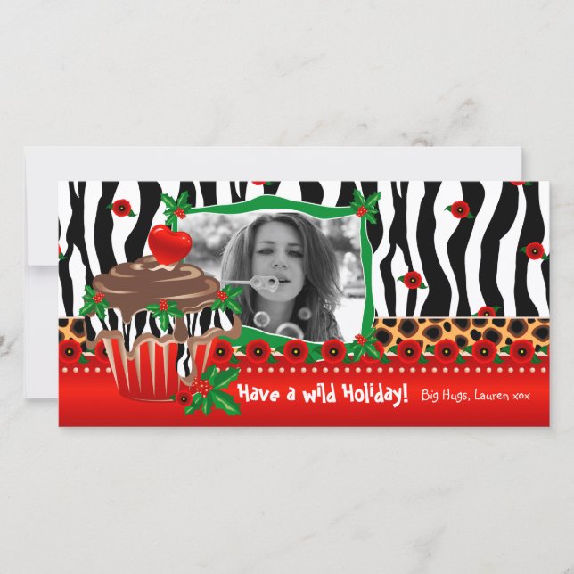 Navidades Plantilla Cute Cupcake Zebra Leopardo 2 (Anverso)