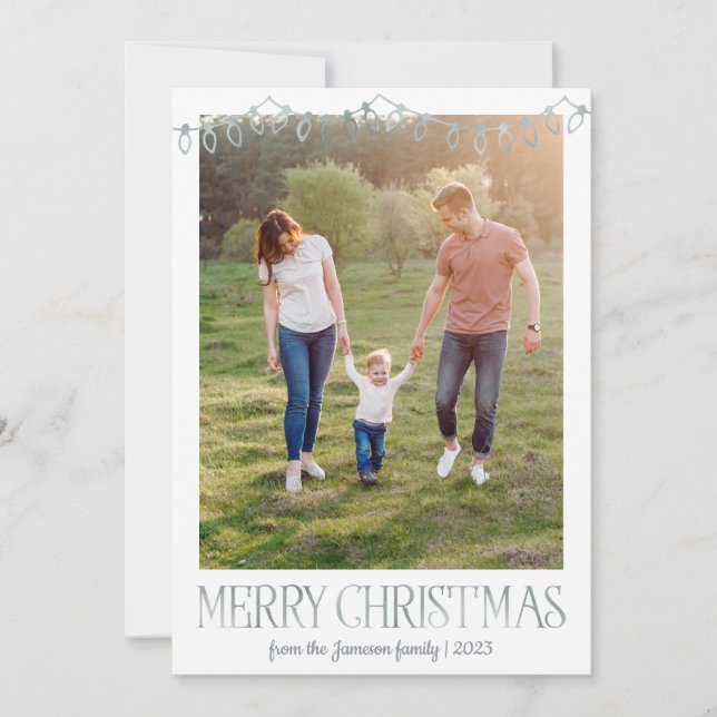 Navidades plateados iluminan tarjetas de Navidades (Anverso)