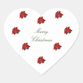 Navidades Poinsettia Floral Heart Pegatina