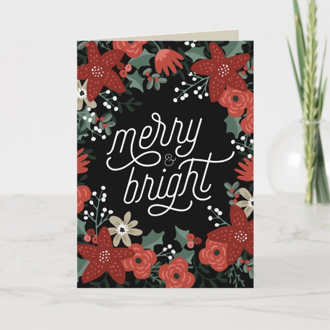 Navidades Poinsettia Foliage Tarjeta plegada (Anverso)