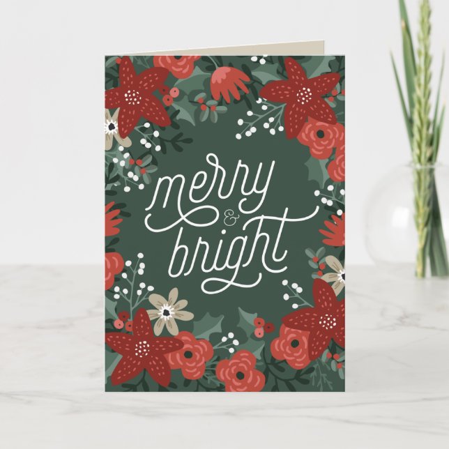 Navidades Poinsettia Foliage Tarjeta plegada (Anverso)