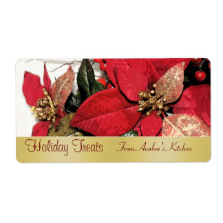 Navidades Poinsettia Kitchen Trate etiqueta de bat