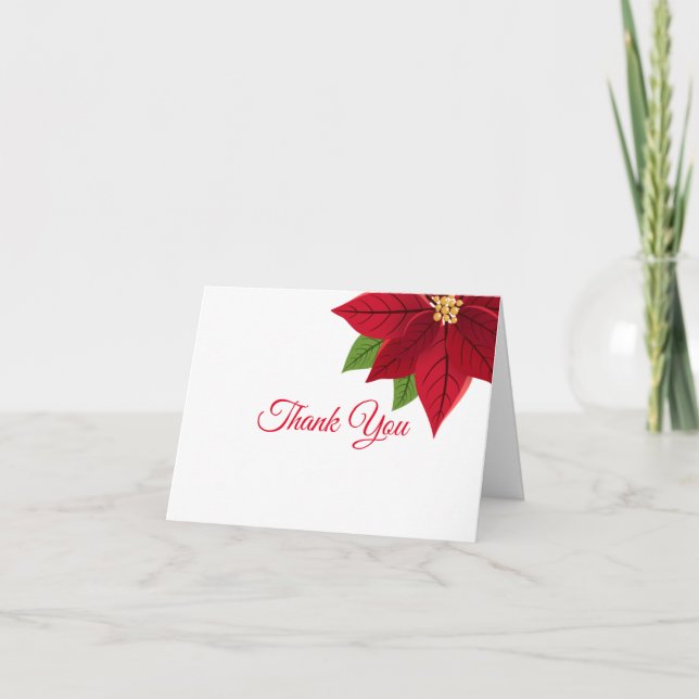 Navidades Poinsettia plegado Tarjeta de agradecimi (Anverso)