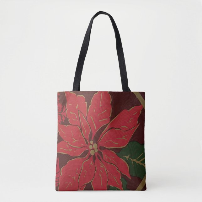 Navidades Poinsettia Por Toda La Bolsa De Tote De  (Anverso)