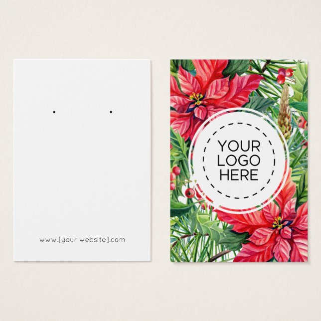 Navidades Poinsettias Flores Tarjeta de visualizac (Anverso y reverso)