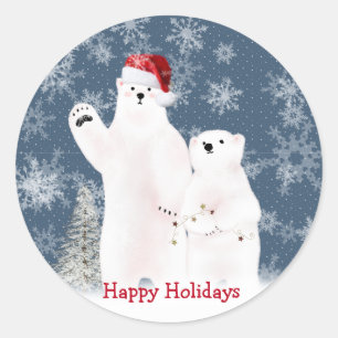 Navidades Polar Bears Square Pegatina