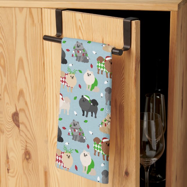 Navidades Pomeranians Kitchen Toalla (Pliegue de tercios)