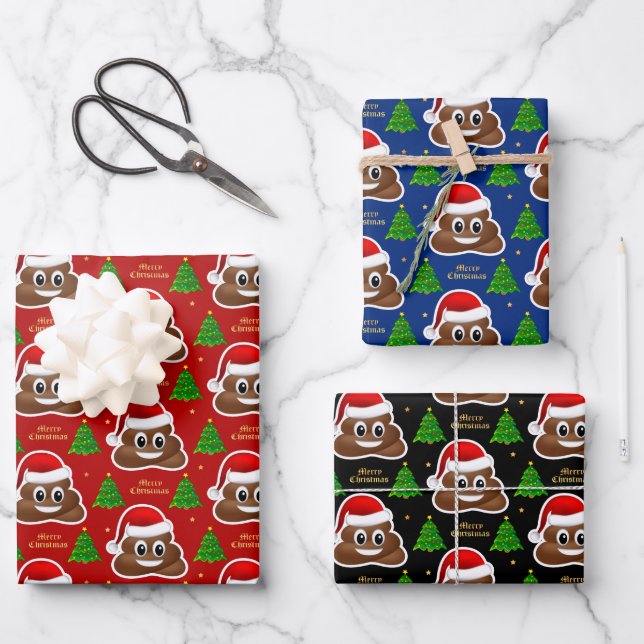 navidades poop emoji con papel de envoltura de som (Anverso)