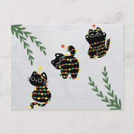 Navidades postal lindo gato jugando mascotas graci