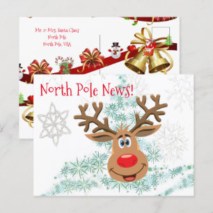 Navidades postales de reno del Polo Norte