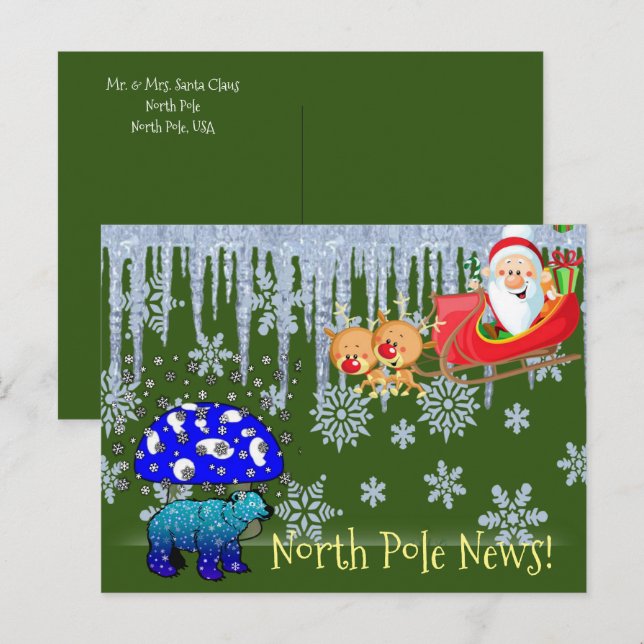 Navidades postales del Polo Norte Oso Polar Santa (Anverso / Reverso)