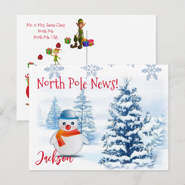 Navidades postales del Polo Norte Snowman (Anverso / Reverso)