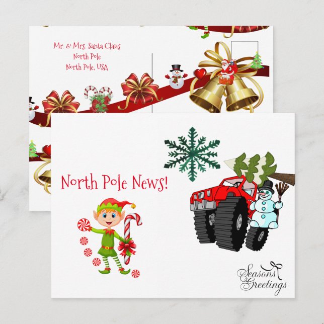 Navidades postales del Polo Norte Snowman Elf (Anverso / Reverso)