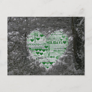 Navidades postales Green Heart Happy Holidays