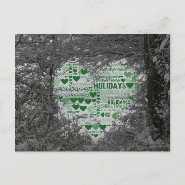 Navidades postales Green Heart Happy Holidays (Anverso)