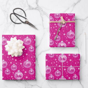 Navidades Preppy Pink Disco Envuelto Papel