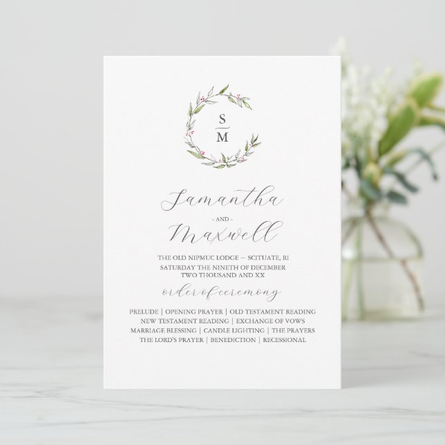 Navidades Programas de boda Elegante vegetación de (Anverso de pie)