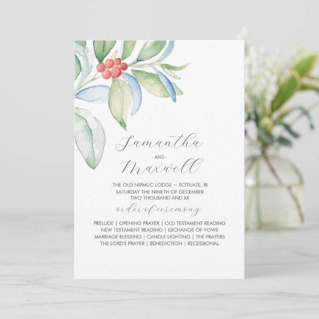 Navidades Programas de boda Elegante vegetación de (Anverso de pie)