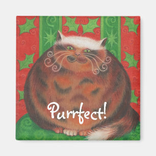Navidades Pud 'Purrfect!' imán de nevera cuadrada