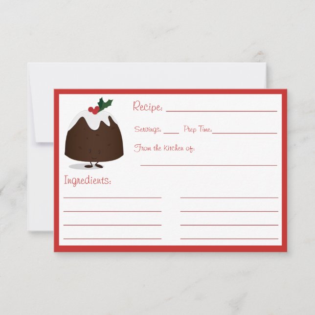 Navidades Pudding Charack Recipe Card (Anverso)