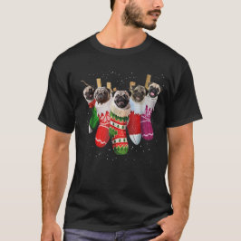 Navidades Pug agarran graciosas camisetas navideña
