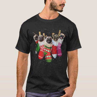 Navidades Pug agarran graciosas camisetas navideña