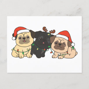 Navidades Pug Animales cortan a perros tarjeta pos