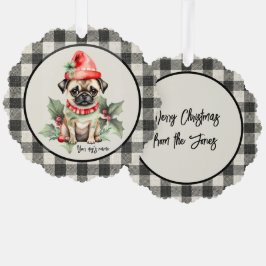 Navidades Pug con tarjeta de ornamento de papel Go
