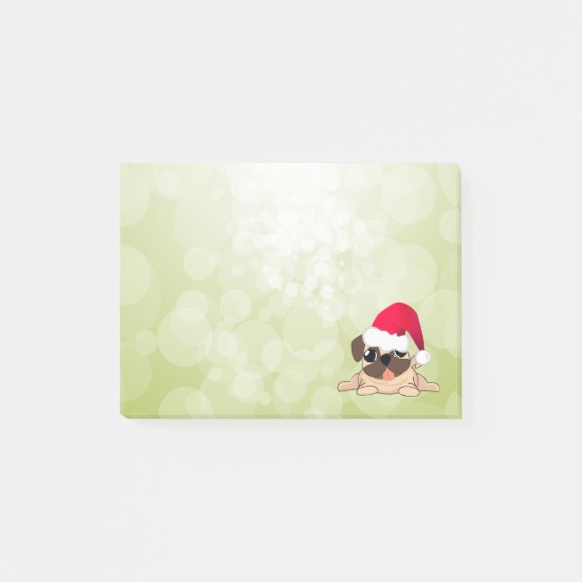 Navidades Pug Dog Post-it® Notas 4 x 3 (Anverso)