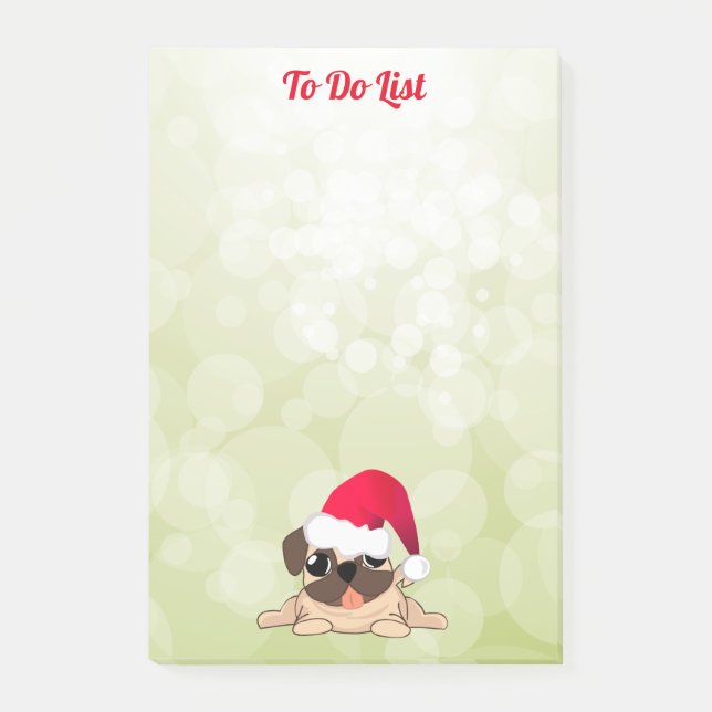 Navidades Pug Dog Post-it® Notas 4 x 6 (Anverso)