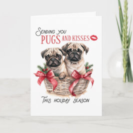 Navidades Pug & Kisses, tarjeta de felicitación de