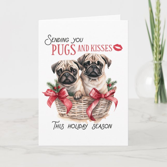 Navidades Pug & Kisses, tarjeta de felicitación de (Anverso)