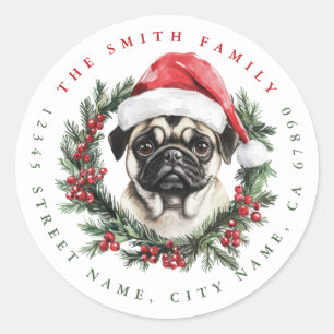Navidades Pug Round Pegatinas