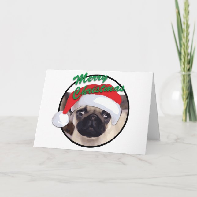 Navidades Pug - Tarjeta de felicitación (Anverso)