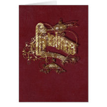 Navidades Purpurinas de oro - Notecard