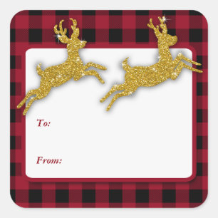 Navidades Purpurinas de oro Pegatinas de Deer Squa