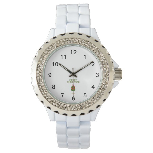 Navidades quequito reloj blanco Diamante de imitac (Anverso)