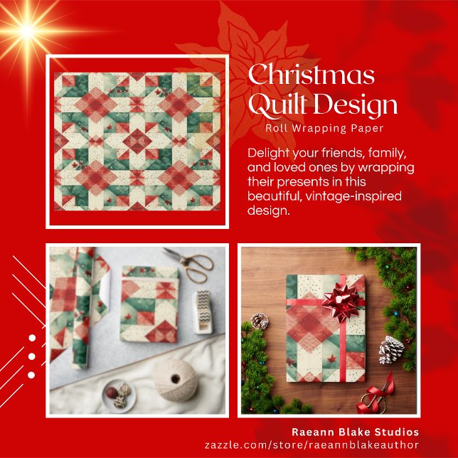Navidades Quilt Design Wrapping Papel (Subido por el creador)