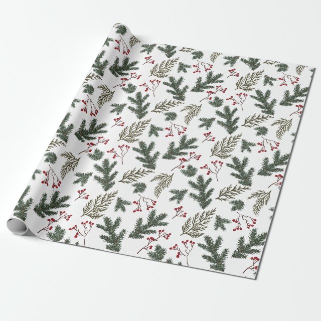 Navidades Ramas de Árbol de Invierno Papel de envo (Desenrollado)