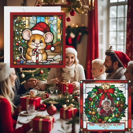 Navidades Ratón Faux Stained Glass