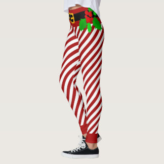 Navidades rayas de caña de caramelos Leggings