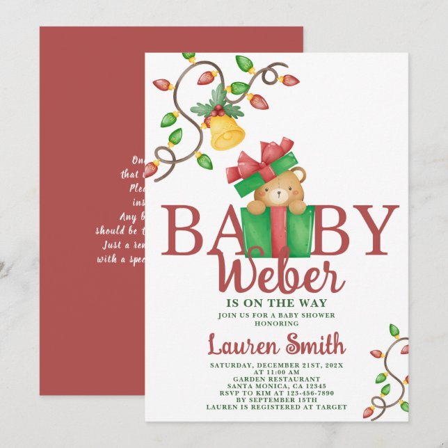 Navidades reciben invitación de Baby Shower (Anverso / Reverso)
