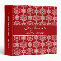 Navidades Recipe Binder Snowflakes Red