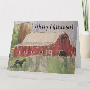 Navidades Red barn equestrian Tarjeta de saludo