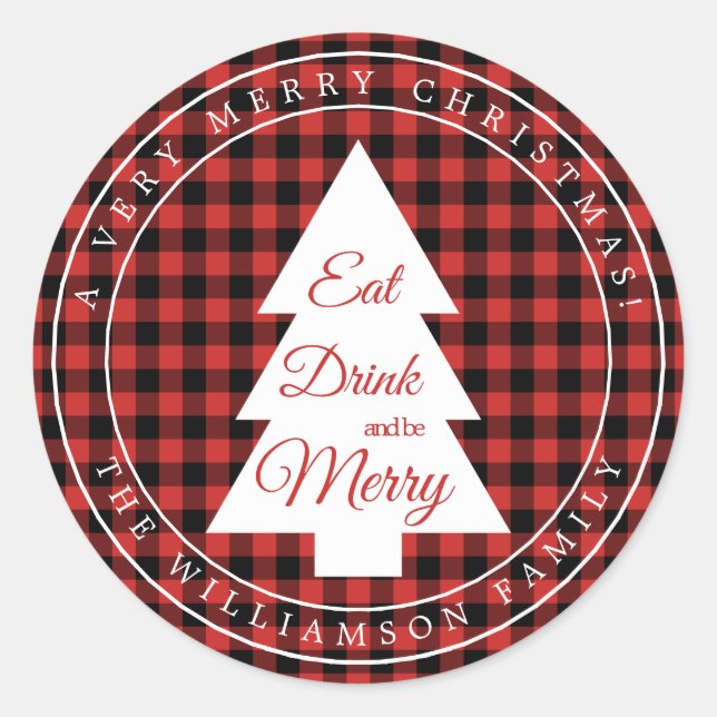 Navidades Red Black Gingham Pattern Sello para sob (Anverso)