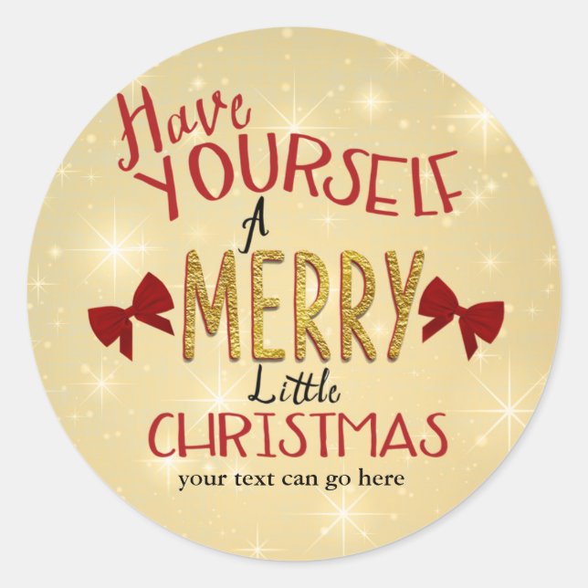 Navidades Red Gold Bow Tarjeta Pegatina de vacacio (Anverso)