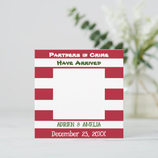 Navidades Red Green Stripes Twin Baby Invitación