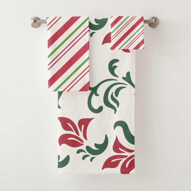 Navidades Red y Green Floral and Candy Stripes (In situ)