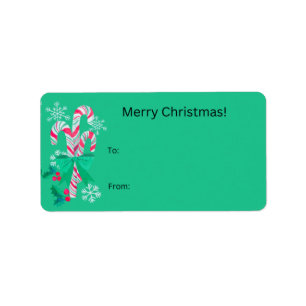 Navidades Regalos Etiquetas Candy Cane Green