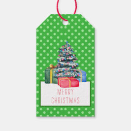 Navidades Regalos y puntos de polka Etiqueta de re